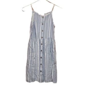 MIA CHICA Girls Sleeveless Summer Blue White Striped Button Down Dress Size L